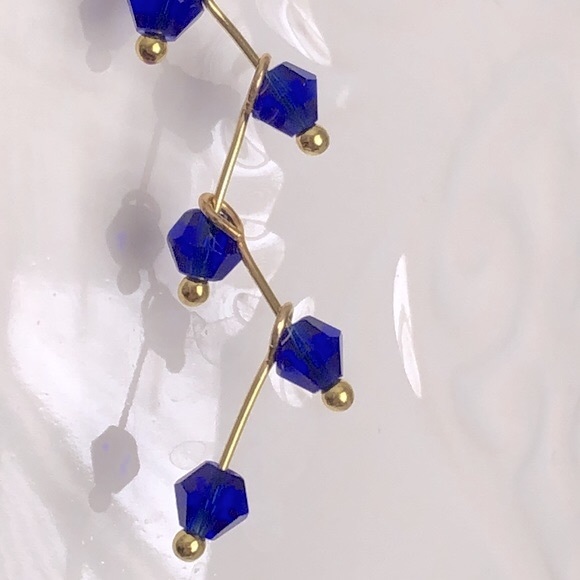 New Glass Crystal Cascade Vine Dangling Handmade 18k gold plated hook Earrings - Picture 3 of 7